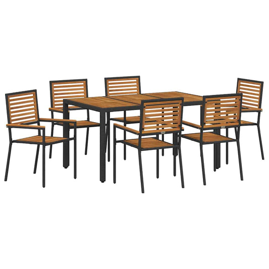 vidaXL Garden Dining Set 7 pcs Black and Brown Poly Rattan