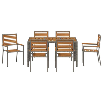 vidaXL Garden Dining Set 7 pcs Grey and Brown Poly Rattan