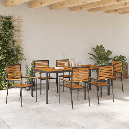 vidaXL Garden Dining Set 7 pcs Black and Brown Poly Rattan