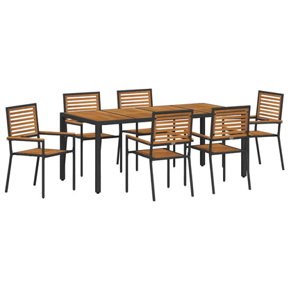 vidaXL Garden Dining Set 7 pcs Black and Brown Poly Rattan