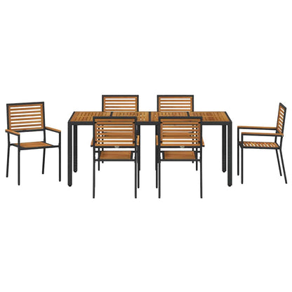 vidaXL Garden Dining Set 7 pcs Black and Brown Poly Rattan