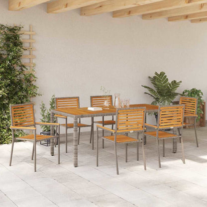 vidaXL Garden Dining Set 7 pcs Grey and Brown Poly Rattan