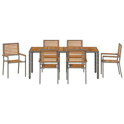 vidaXL Garden Dining Set 7 pcs Grey and Brown Poly Rattan