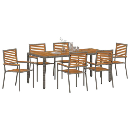 vidaXL Garden Dining Set 7 pcs Grey and Brown Poly Rattan