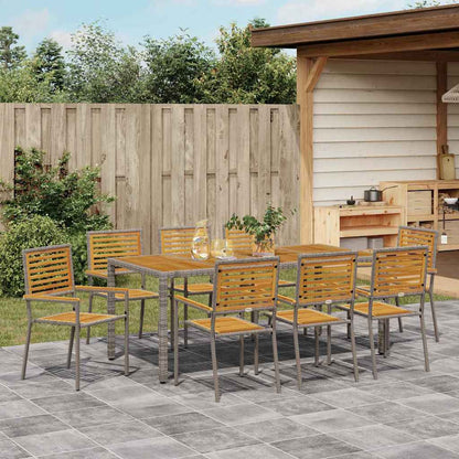 vidaXL Garden Dining Set 9 pcs Grey and Brown Poly Rattan