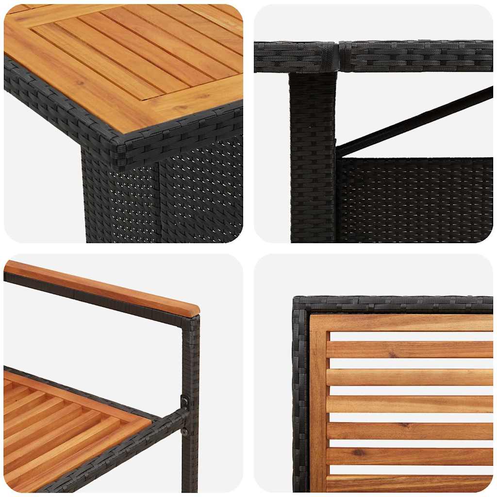 vidaXL Garden Dining Set 11 pcs Black and Brown Poly Rattan