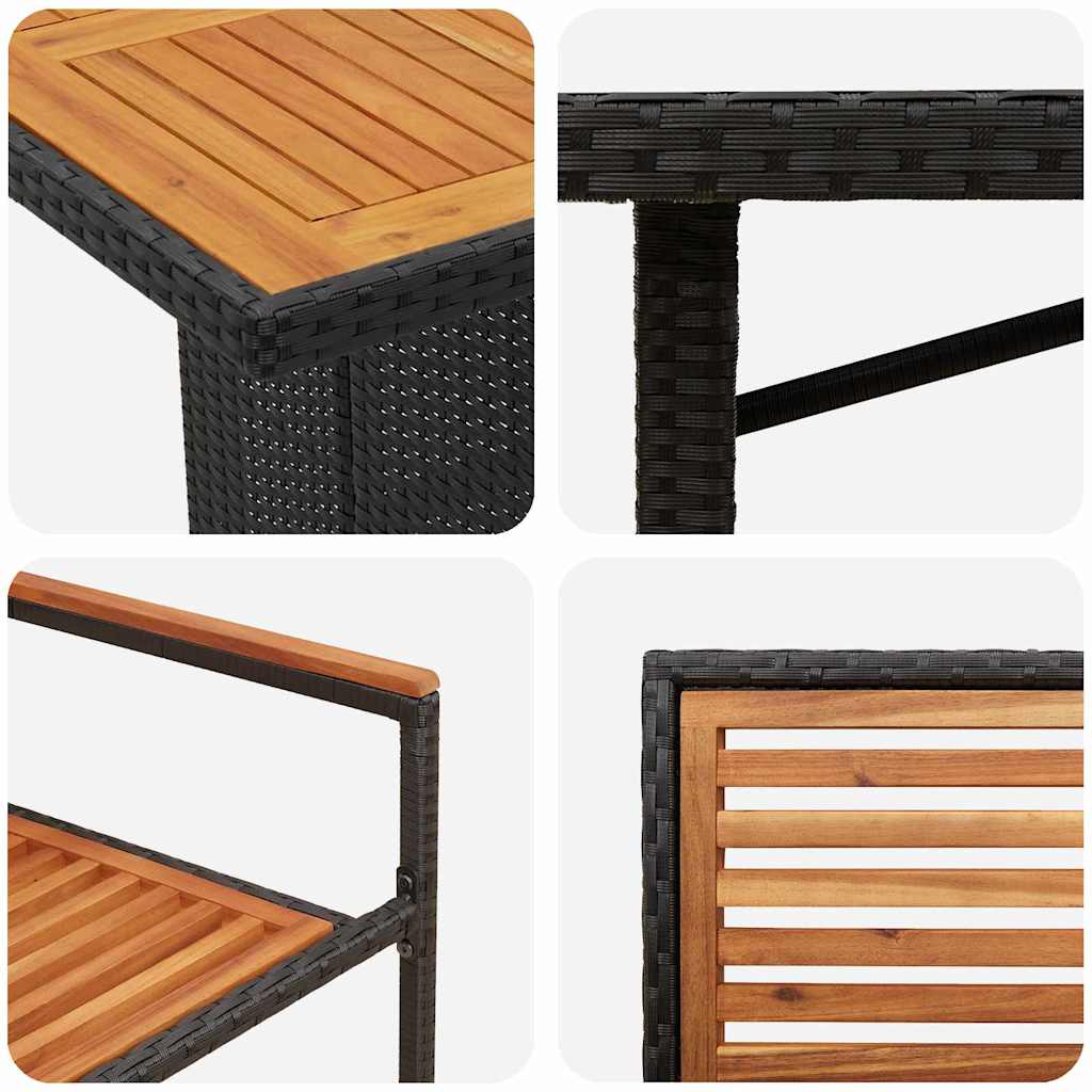 vidaXL Garden Dining Set 7 pcs Black and Brown Poly Rattan