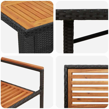 vidaXL Garden Dining Set 9 pcs Black and Brown Poly Rattan