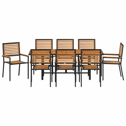 vidaXL Garden Dining Set 9 pcs Black and Brown Poly Rattan