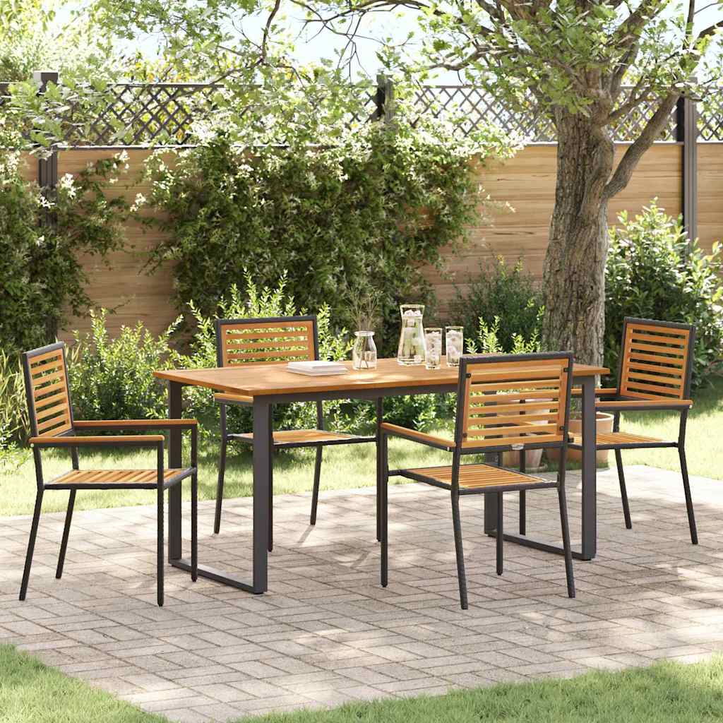 vidaXL Garden Dining Set 5 pcs Black Solid Acacia Wood
