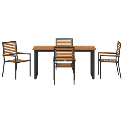 vidaXL Garden Dining Set 5 pcs Black Solid Acacia Wood