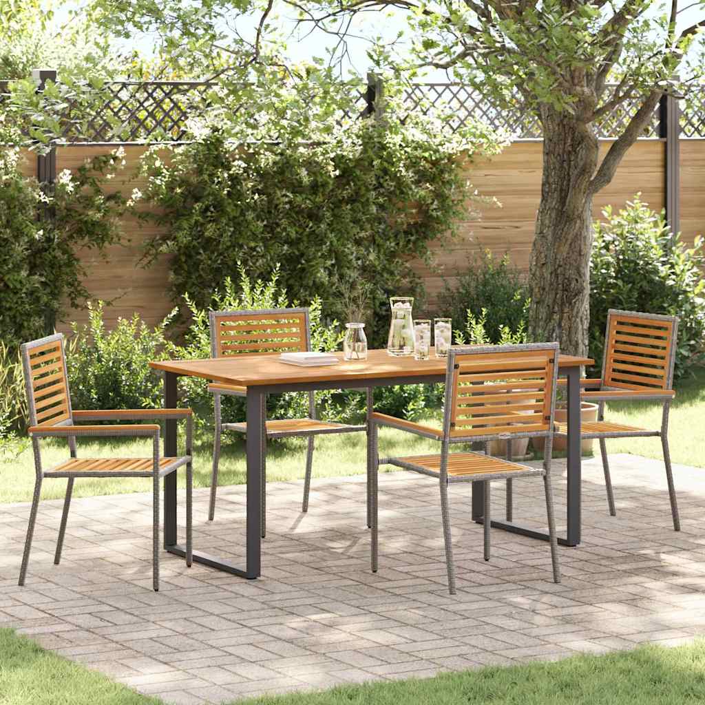 vidaXL Garden Dining Set 5 pcs Grey Solid Acacia Wood