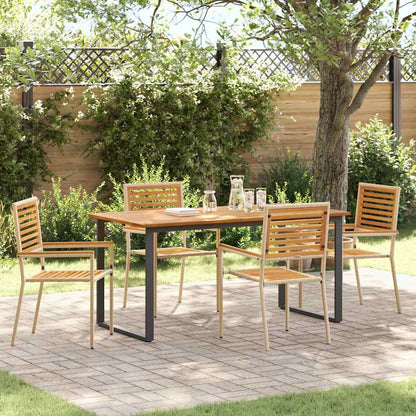 vidaXL Garden Dining Set 5 pcs Beige Solid Acacia Wood