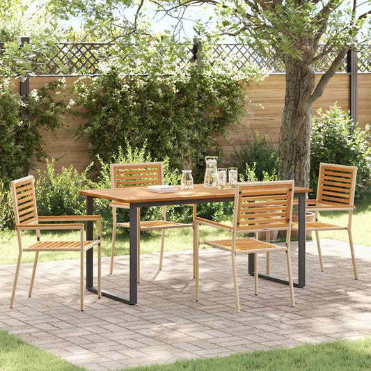 vidaXL Garden Dining Set 5 pcs Beige Solid Acacia Wood