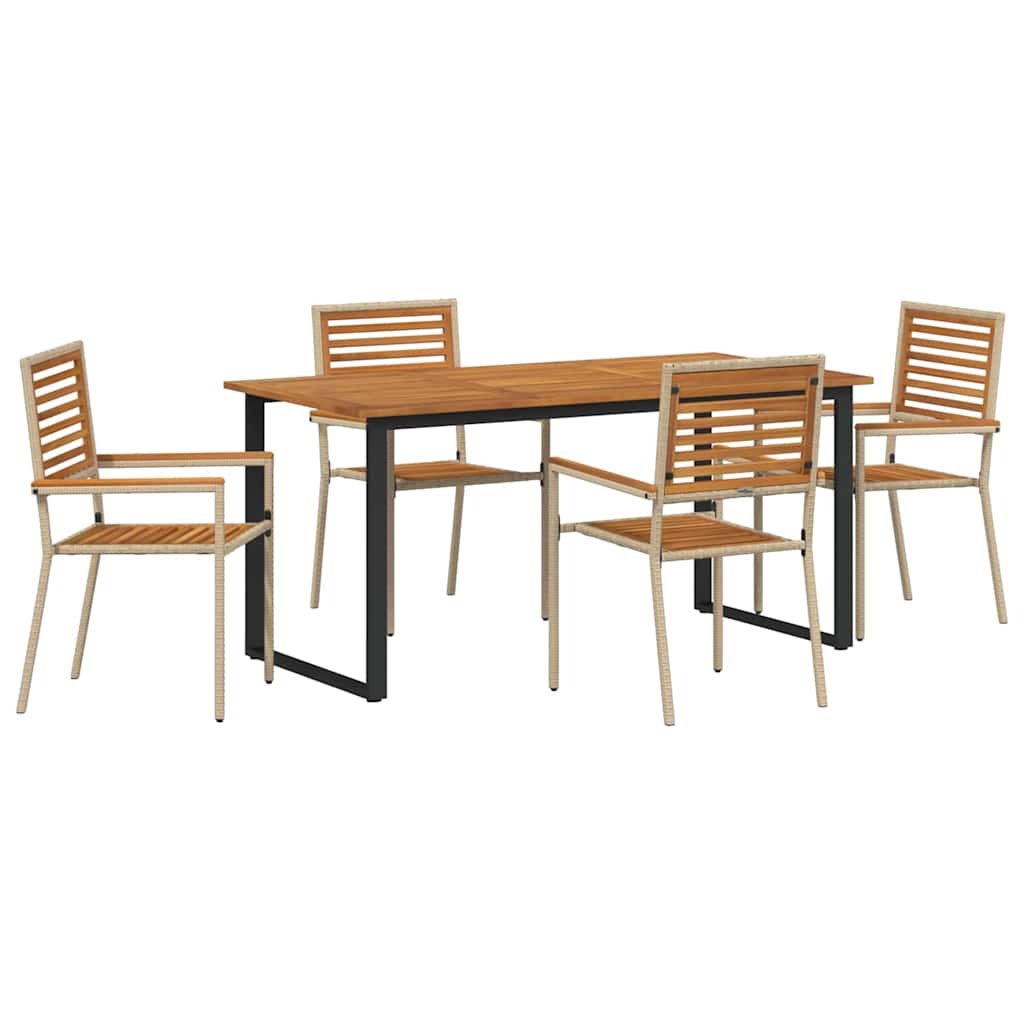vidaXL Garden Dining Set 5 pcs Beige Solid Acacia Wood