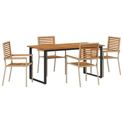 vidaXL Garden Dining Set 5 pcs Beige Solid Acacia Wood