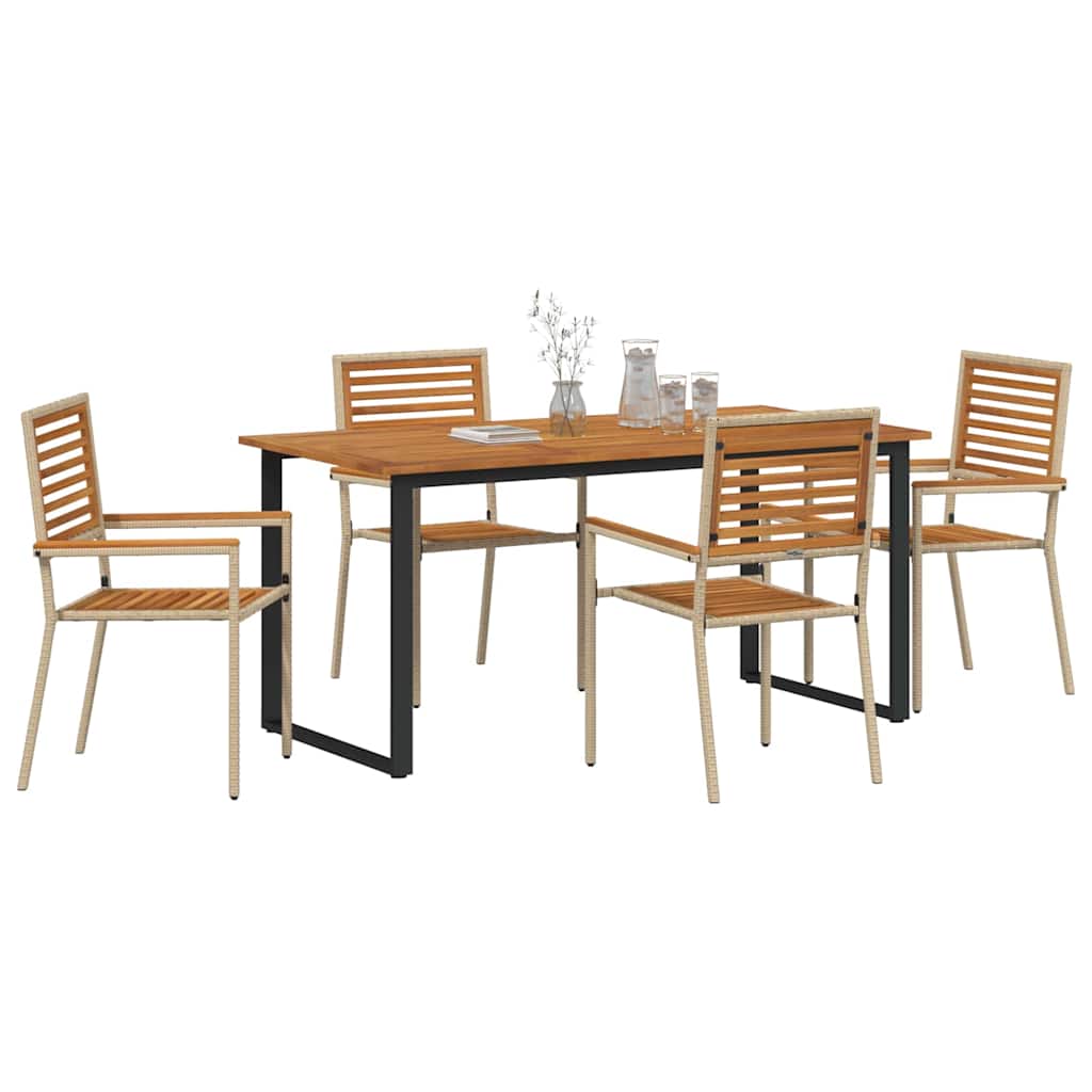 vidaXL Garden Dining Set 5 pcs Beige Solid Acacia Wood