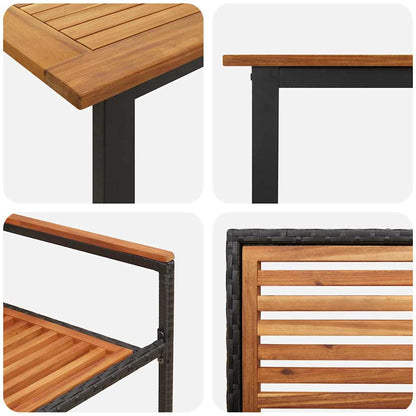 vidaXL Garden Dining Set 7 pcs Black Solid Acacia Wood
