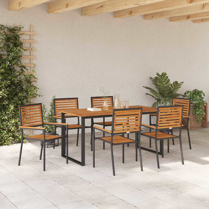 vidaXL Garden Dining Set 7 pcs Black Solid Acacia Wood