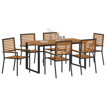 vidaXL Garden Dining Set 7 pcs Black Solid Acacia Wood