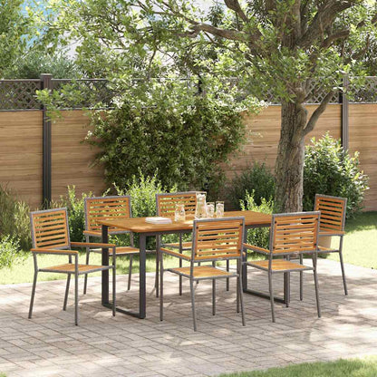 vidaXL Garden Dining Set 7 pcs Grey Solid Acacia Wood