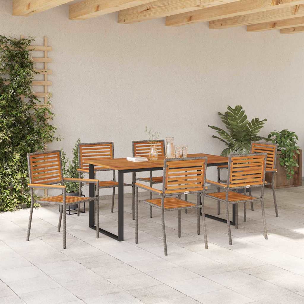 vidaXL Garden Dining Set 7 pcs Grey Solid Acacia Wood