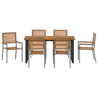 vidaXL Garden Dining Set 7 pcs Grey Solid Acacia Wood