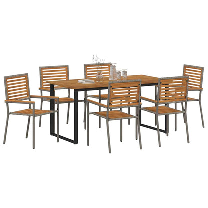 vidaXL Garden Dining Set 7 pcs Grey Solid Acacia Wood
