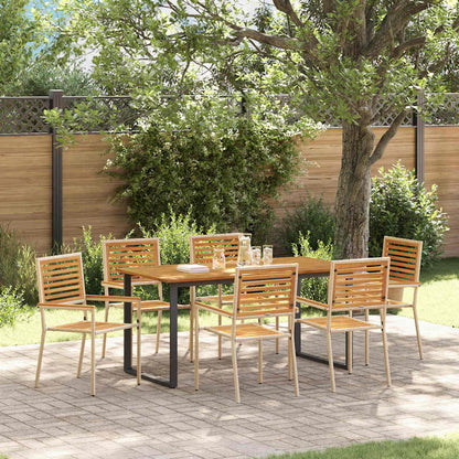 vidaXL Garden Dining Set 7 pcs Beige Solid Acacia Wood
