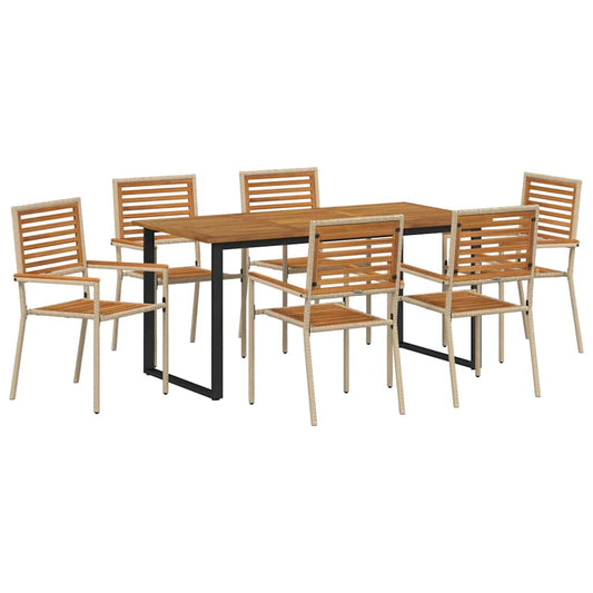 vidaXL Garden Dining Set 7 pcs Beige Solid Acacia Wood