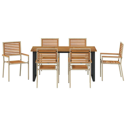 vidaXL Garden Dining Set 7 pcs Beige Solid Acacia Wood
