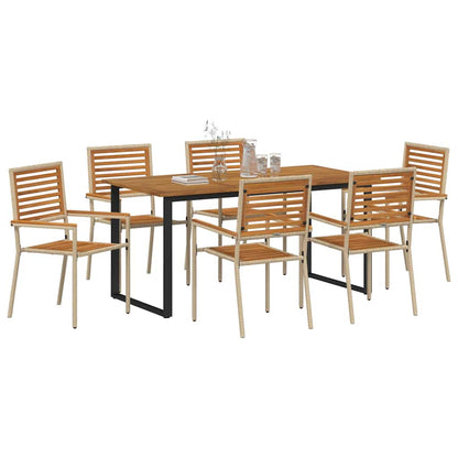 vidaXL Garden Dining Set 7 pcs Beige Solid Acacia Wood
