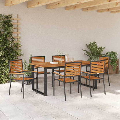 vidaXL Garden Dining Set 7 pcs Black Solid Acacia Wood