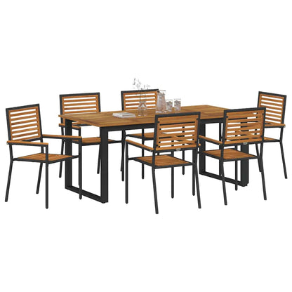 vidaXL Garden Dining Set 7 pcs Black Solid Acacia Wood