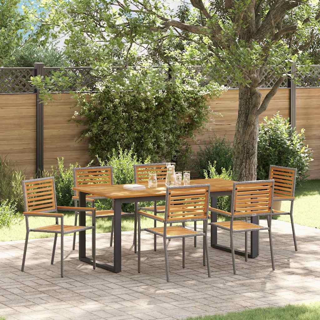 vidaXL Garden Dining Set 7 pcs Grey Solid Acacia Wood