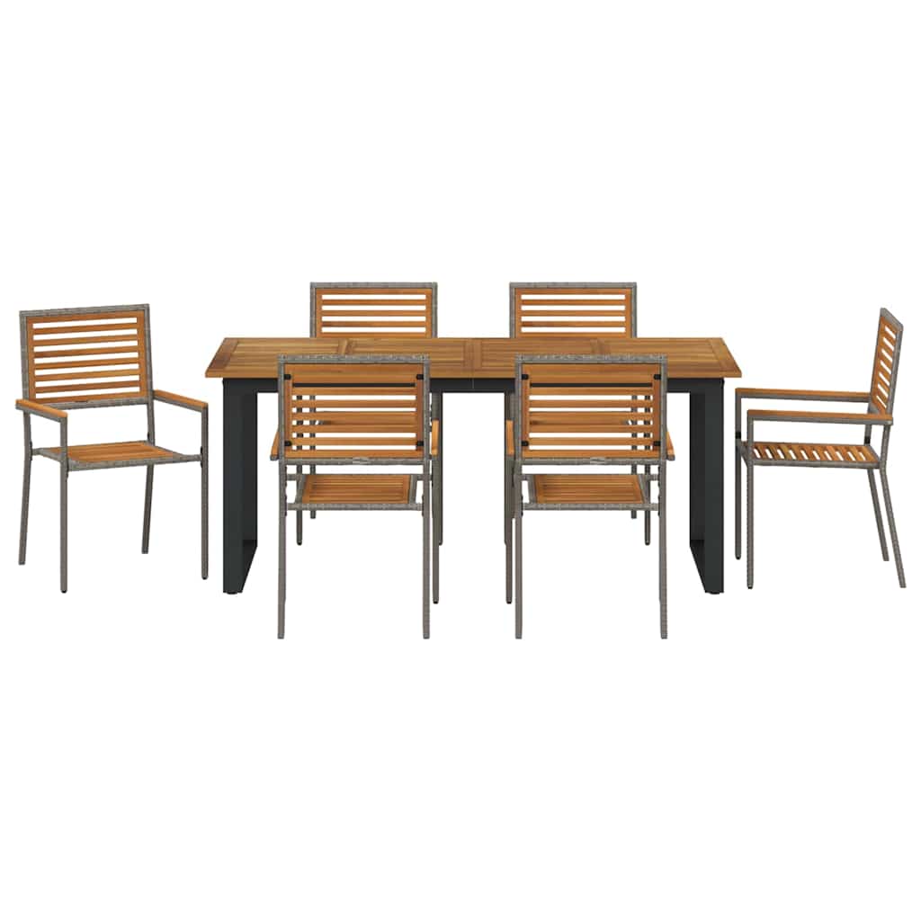 vidaXL Garden Dining Set 7 pcs Grey Solid Acacia Wood