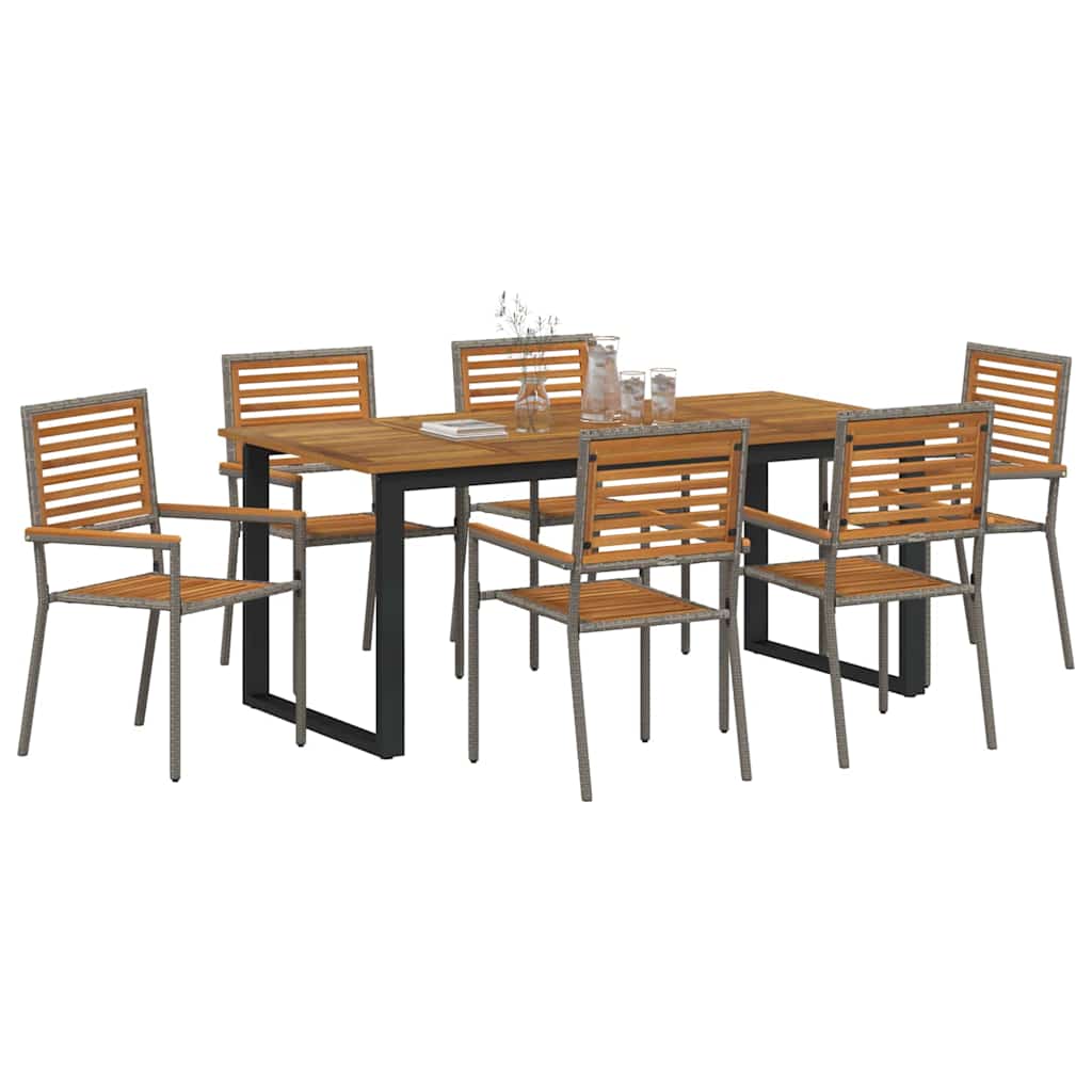 vidaXL Garden Dining Set 7 pcs Grey Solid Acacia Wood
