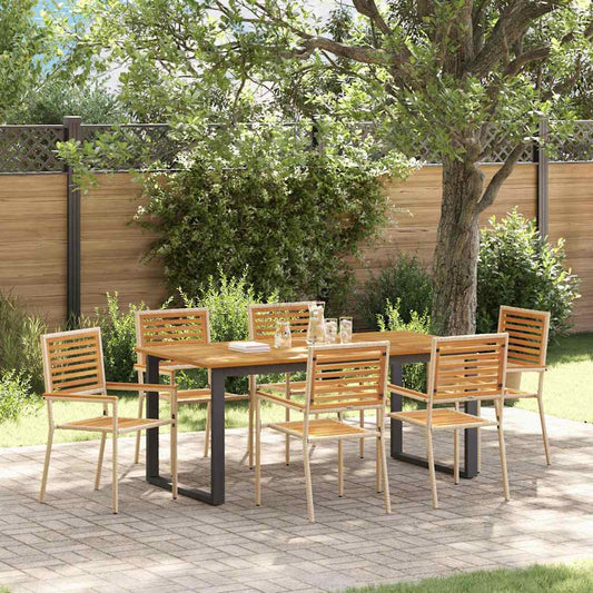 vidaXL Garden Dining Set 7 pcs Beige Solid Acacia Wood