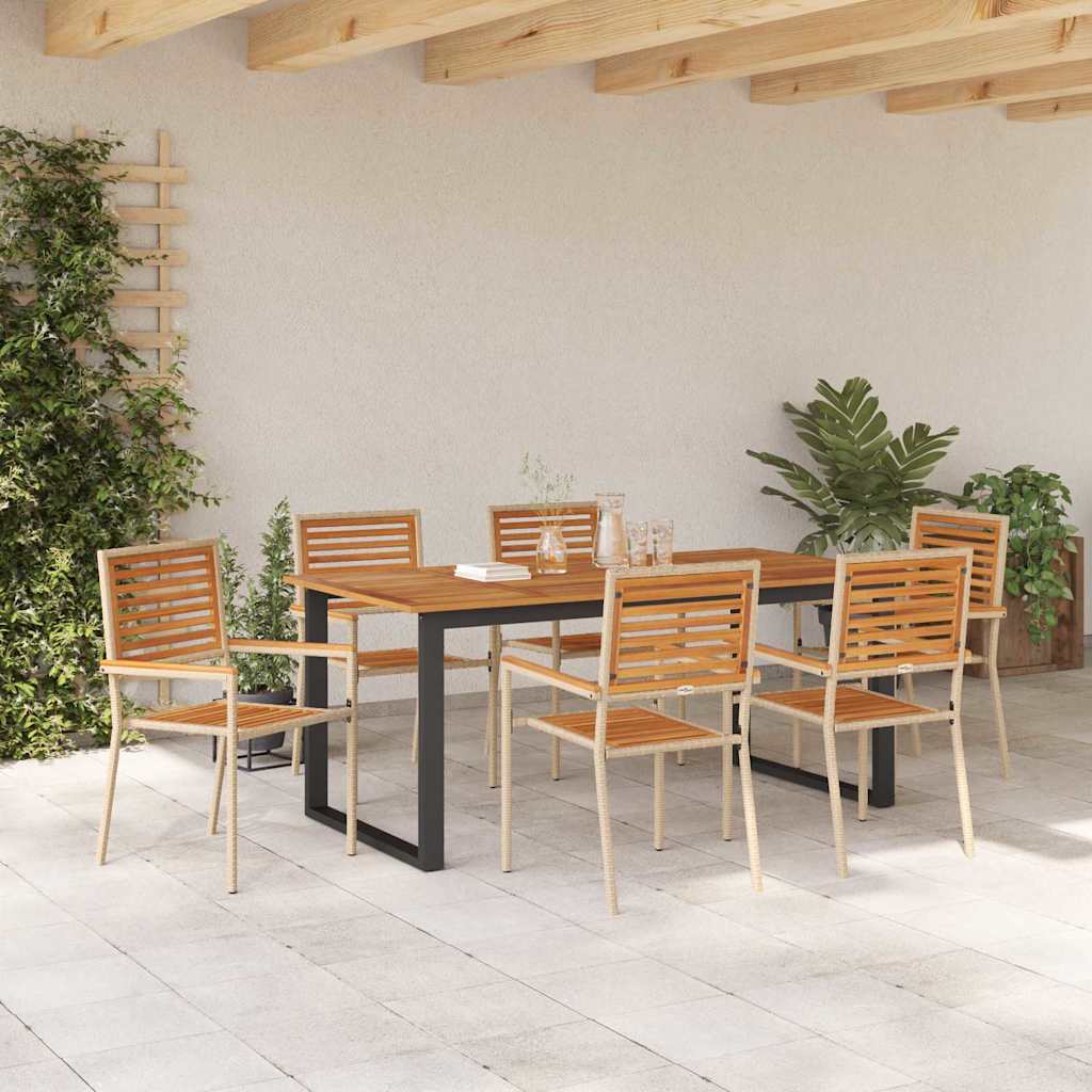 vidaXL Garden Dining Set 7 pcs Beige Solid Acacia Wood