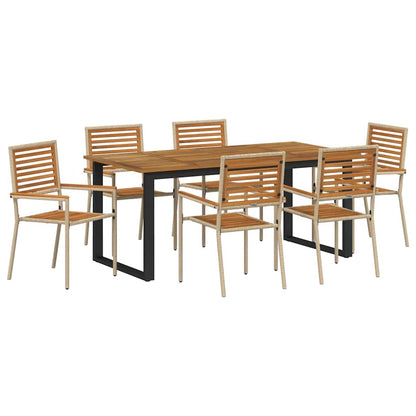 vidaXL Garden Dining Set 7 pcs Beige Solid Acacia Wood