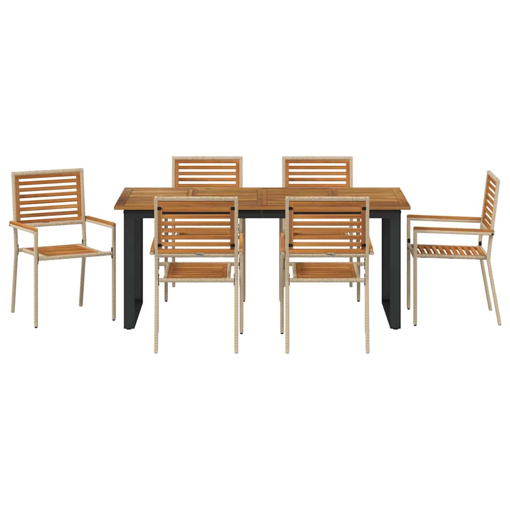 vidaXL Garden Dining Set 7 pcs Beige Solid Acacia Wood