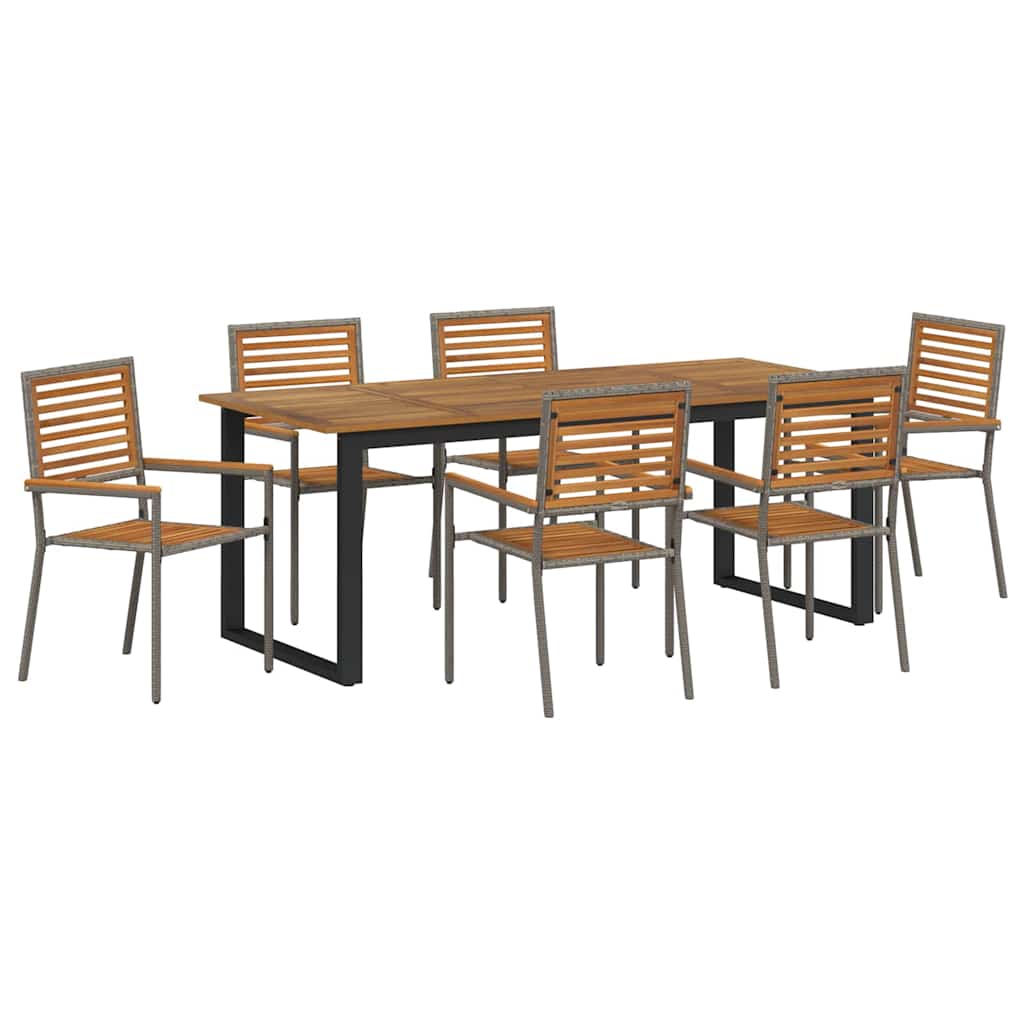 vidaXL Garden Dining Set 7 pcs Grey Solid Acacia Wood