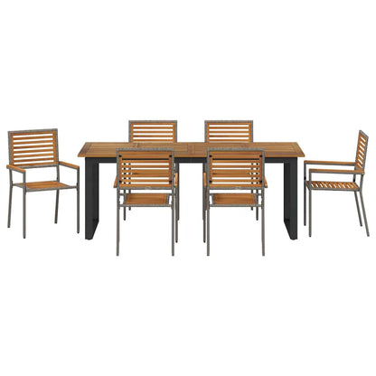 vidaXL Garden Dining Set 7 pcs Grey Solid Acacia Wood
