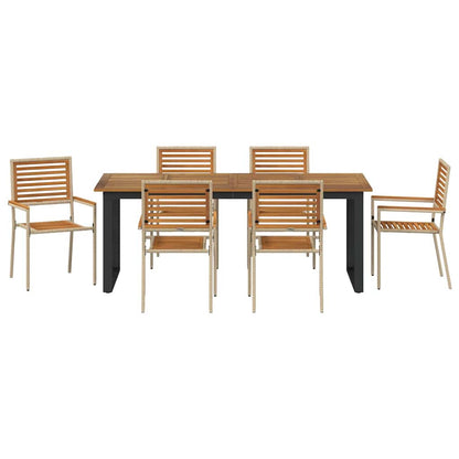 vidaXL Garden Dining Set 7 pcs Beige Solid Acacia Wood