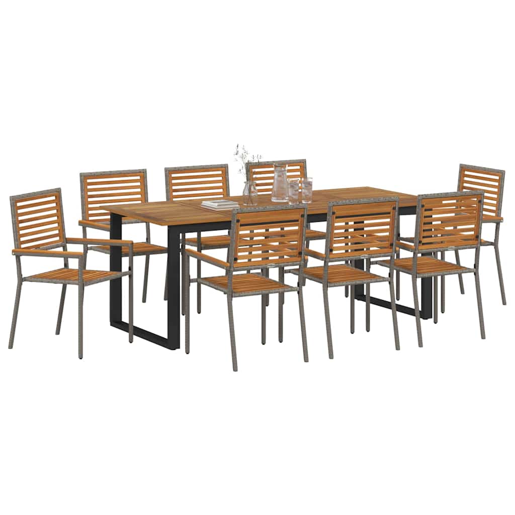 vidaXL Garden Dining Set 9 pcs Grey Solid Acacia Wood