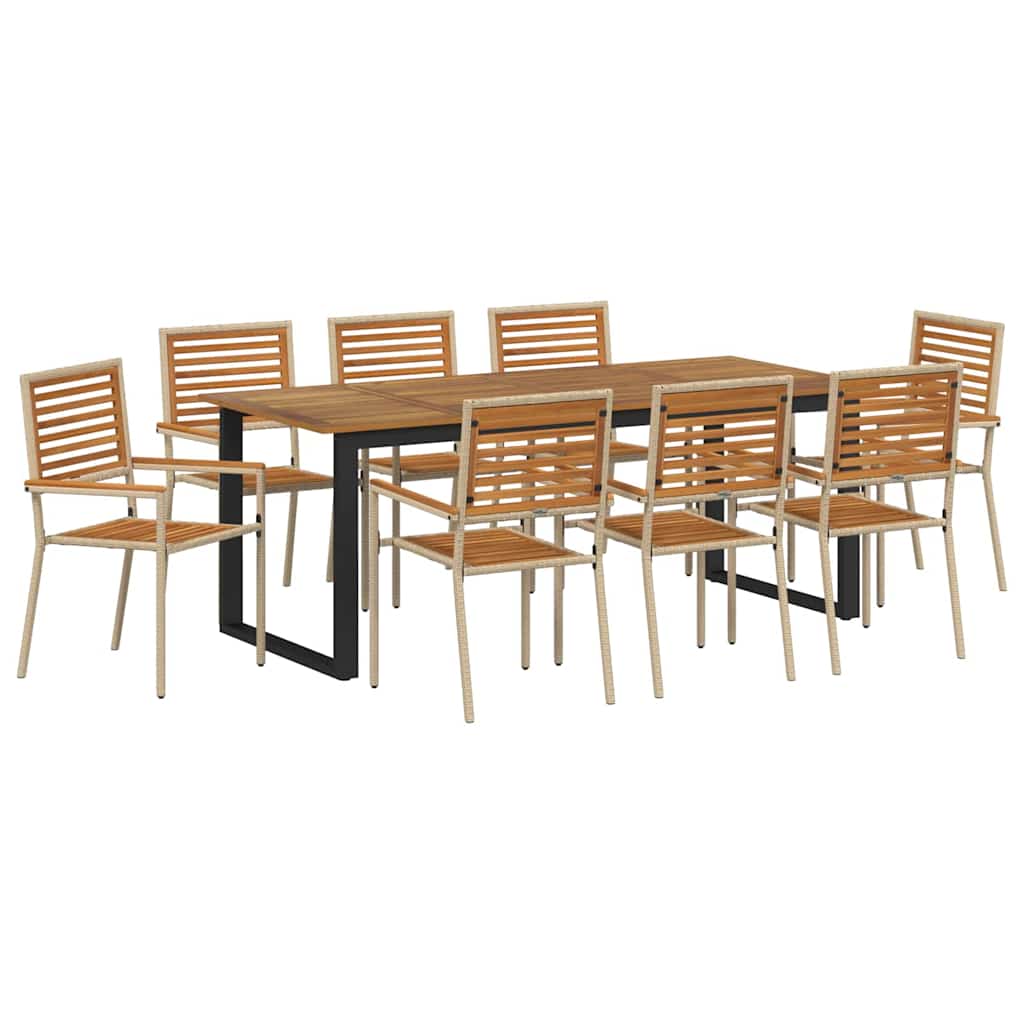 vidaXL Garden Dining Set 9 pcs Beige Solid Acacia Wood