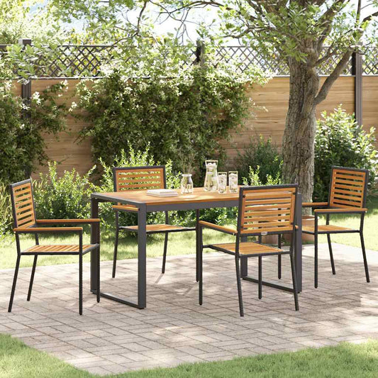 vidaXL Garden Dining Set 5 pcs Black and Brown Poly Rattan