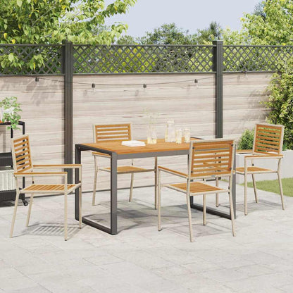 vidaXL Garden Dining Set 5 pcs Beige and Brown Poly Rattan