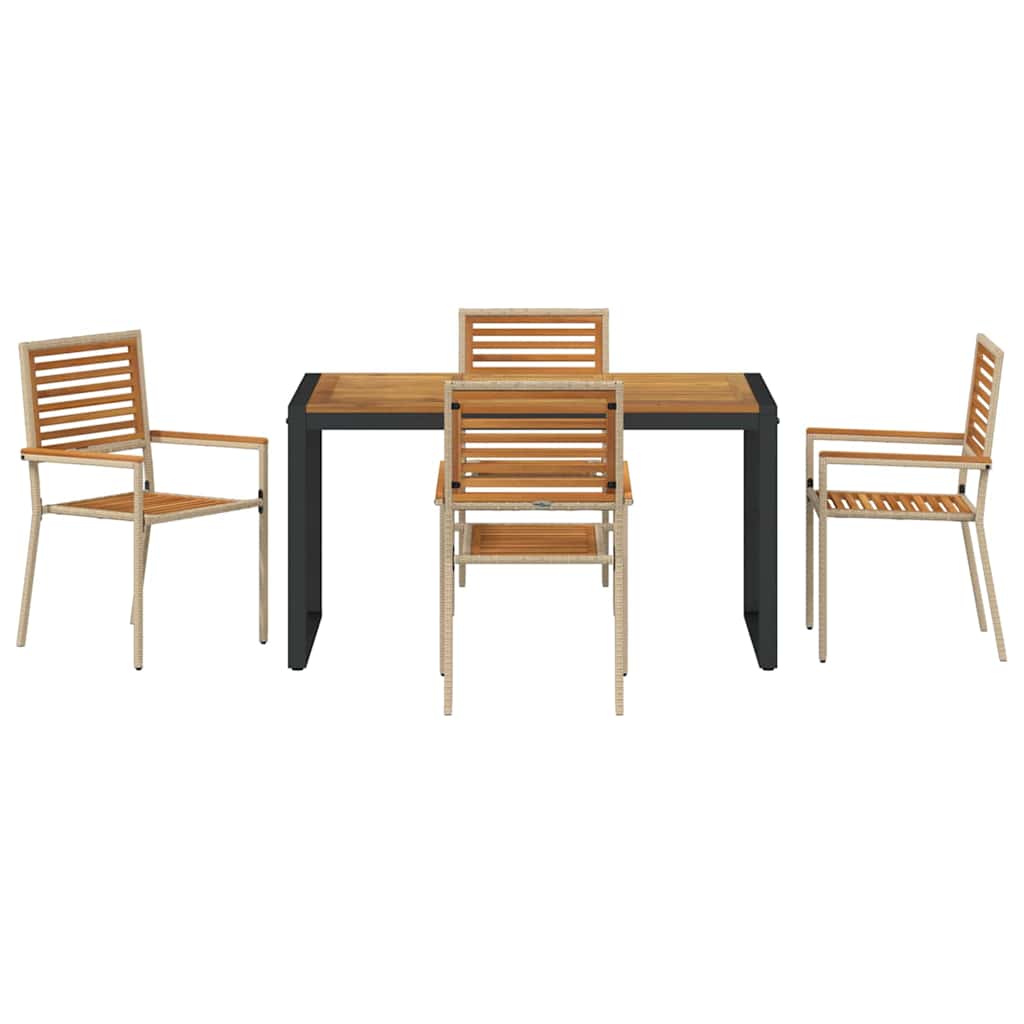 vidaXL Garden Dining Set 5 pcs Beige and Brown Poly Rattan