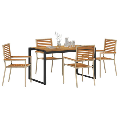 vidaXL Garden Dining Set 5 pcs Beige and Brown Poly Rattan